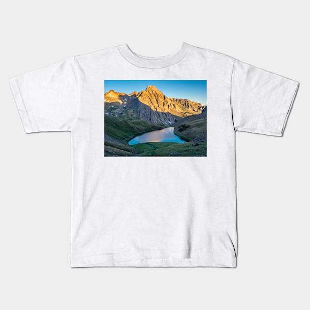 Middle Blue Lake Kids T-Shirt by algill